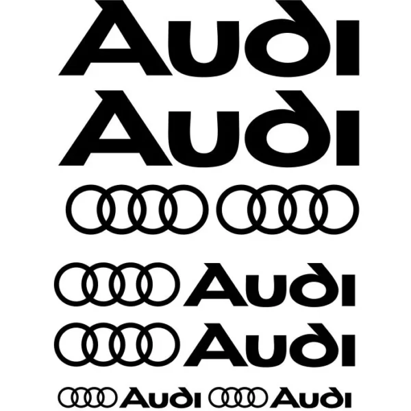 Kit de 8 stickers Audi noir