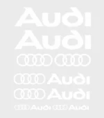 Kit de 8 stickers Audi blanc en vinyle découpé pour voiture