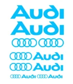 Kit de 8 stickers Audi bleu clair en vinyle découpé pour voiture