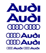 Kit de 8 stickers Audi bleu foncé en vinyle découpé pour voiture