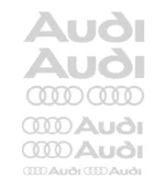 Kit de 8 stickers Audi gris en vinyle découpé pour voiture