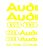 Kit de 8 stickers Audi jaune en vinyle découpé pour voiture
