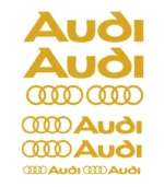 Kit de 8 stickers Audi or en vinyle découpé pour voiture