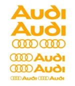 Kit de 8 stickers Audi orange en vinyle découpé pour voiture