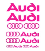Kit de 8 stickers Audi rose en vinyle découpé pour voiture
