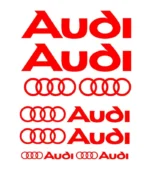 Kit de 8 stickers Audi rouge en vinyle découpé pour voiture