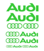 Kit de 8 stickers Audi vert en vinyle découpé pour voiture