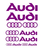 Kit de 8 stickers Audi violet en vinyle découpé pour voiture