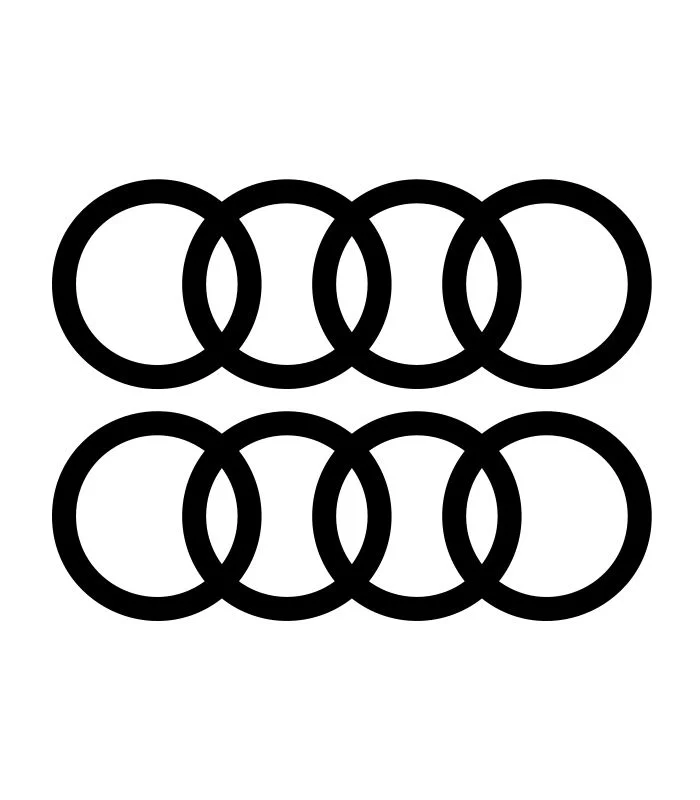 2 Stickers Audi Anneaux Noir en vinyle découpé pour voiture
