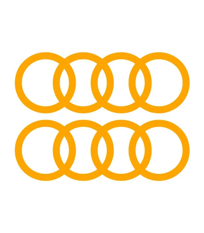 2 Stickers Audi Anneaux Orange en vinyle découpé pour voiture