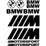 Kit de 10 stickers BMW noir pour voiture