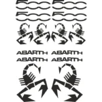 Kit de 14 Stickers Fiat Abarth pour voiture