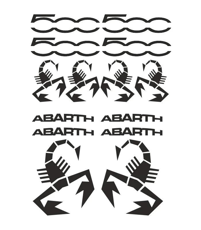 Kit de 14 Stickers Fiat Abarth pour voiture