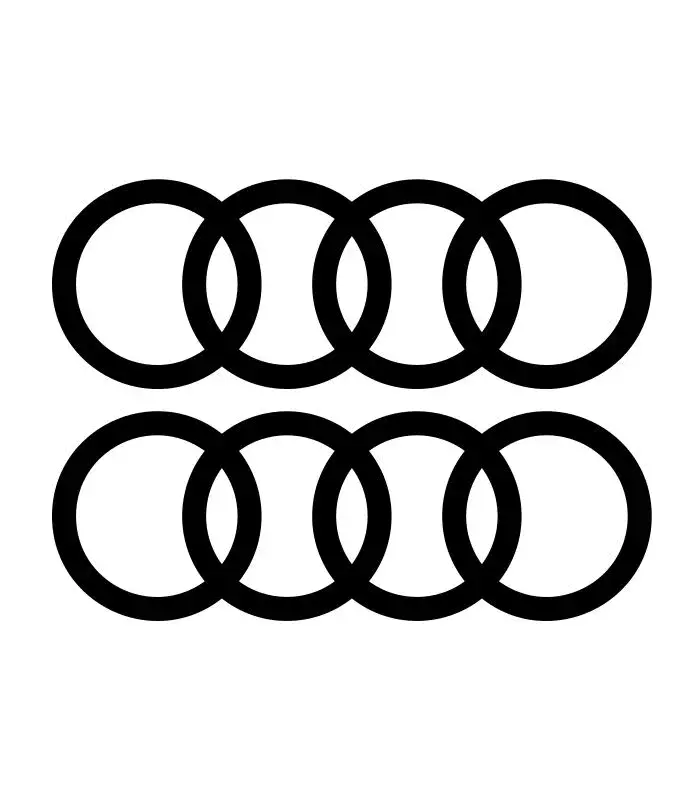 2 Stickers Audi Anneaux Noir en vinyle découpé pour voiture