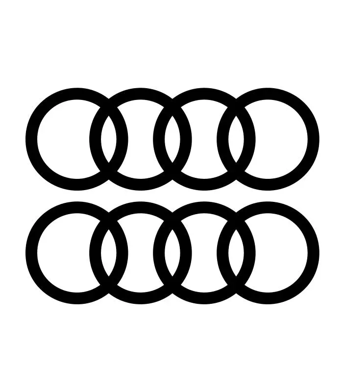 2 Stickers Audi Anneaux Noir en vinyle découpé pour voiture