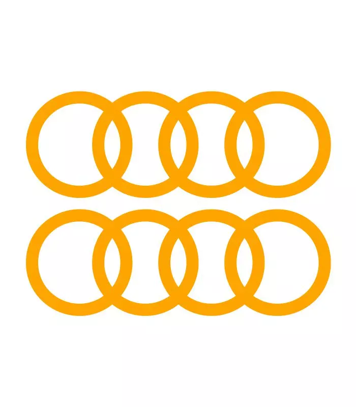 2 Stickers Audi Anneaux Orange en vinyle découpé pour voiture