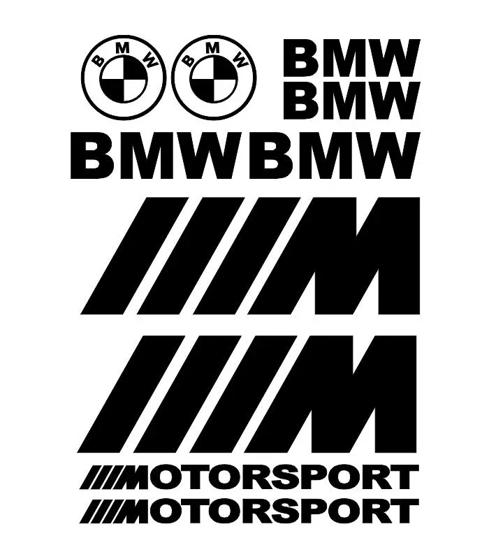 Kit de 10 stickers BMW noir pour voiture