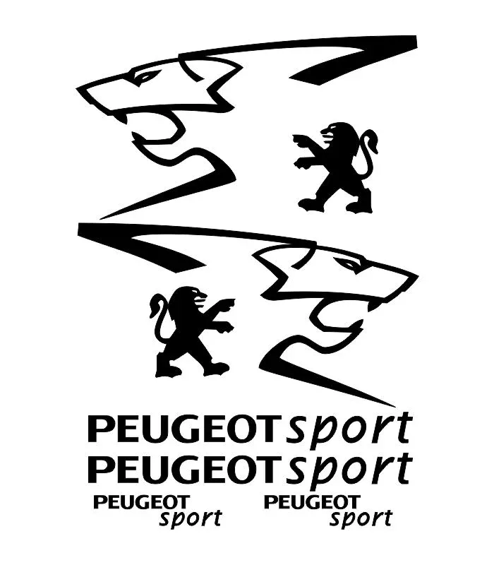 Kit de 8 stickers Peugeot Sport découpés à la forme pour voiture