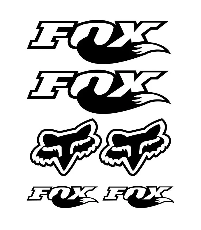 Kit de 6 Stickers Fox Racing Noir Stickers Fox Racing pour décoration et personnalisation d'une moto