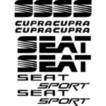 Kit de 12 stickers Seat Sport pour personnaliser une voiture